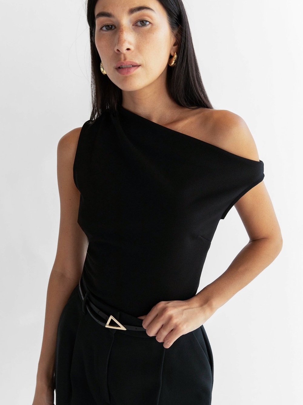 Oak & Fort Asymmetric Off The Shoulder Tank
